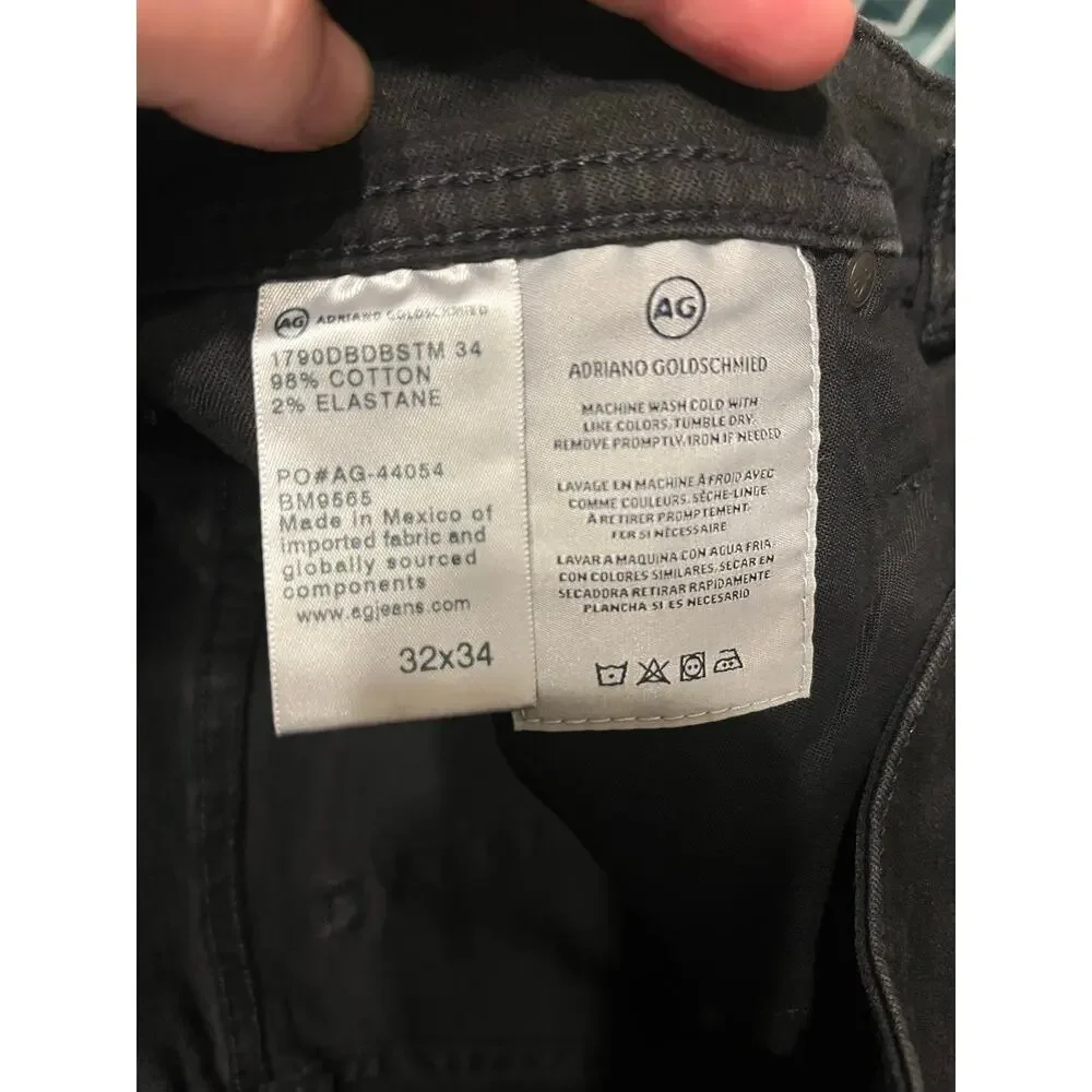 AG Adriano Goldschmied The Ives Modern Athletic Fit Black Denim Size 32x34